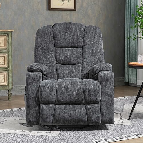 Grey Power Lift Recliner Chair with Massage and Heat H4625