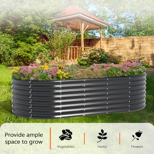 8x4x2ft Galvanized Raised Garden Beds Oval Planter Boxes W452