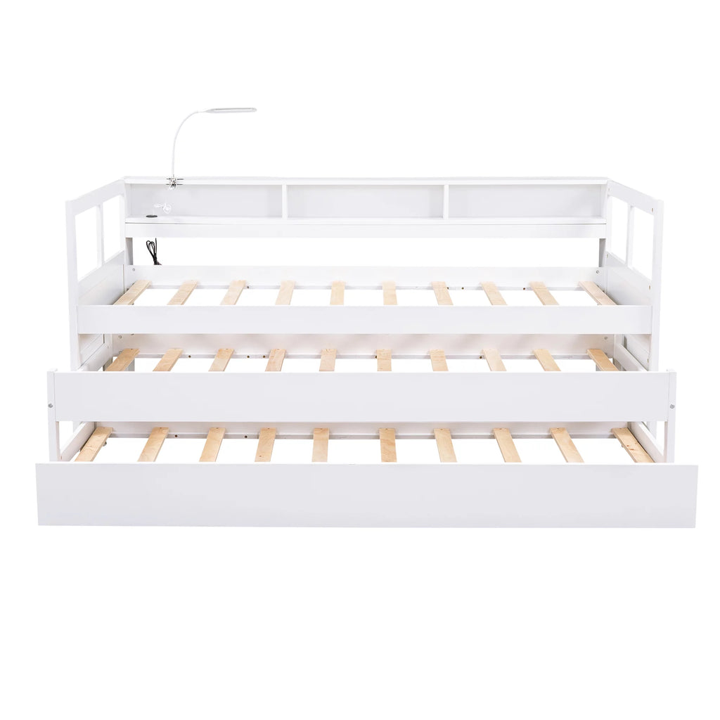 Twin Platform Bed with Storage Shelf and USB Charging X709