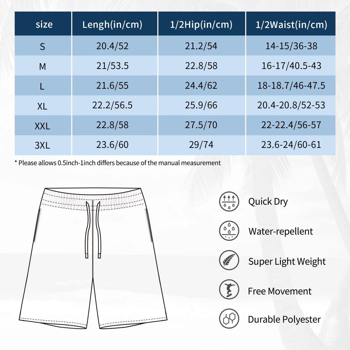 Men'S Casual Summer Beach Shorts With Pockets-Xx-Large T5679