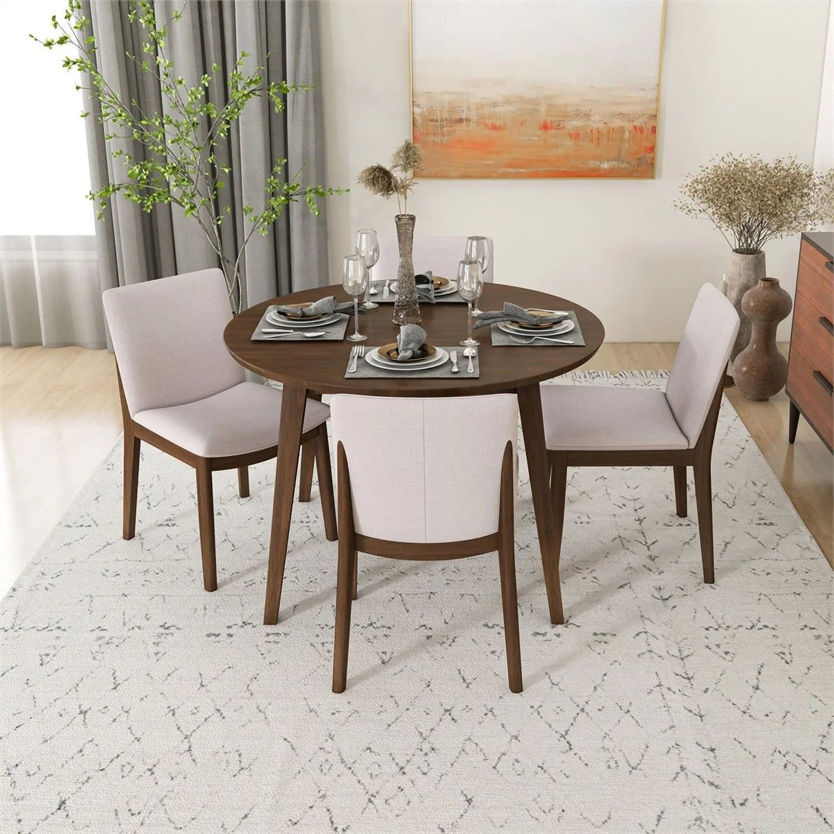Solid Wood Dining Table and 4 Chair Set C37517