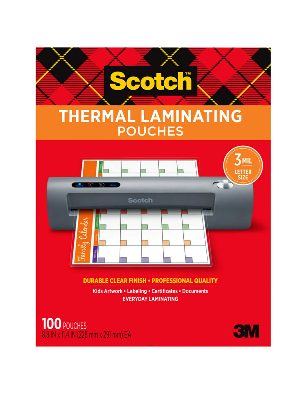 Thermal Laminating Pouches, 100 Count, 8.5 x 11, 3 mil Thick X114