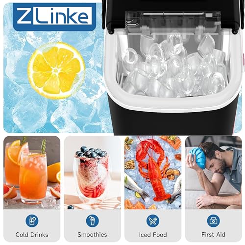 Portable Countertop Ice Maker with Self-Cleaning, Ice Scoop, and Basket N5251
