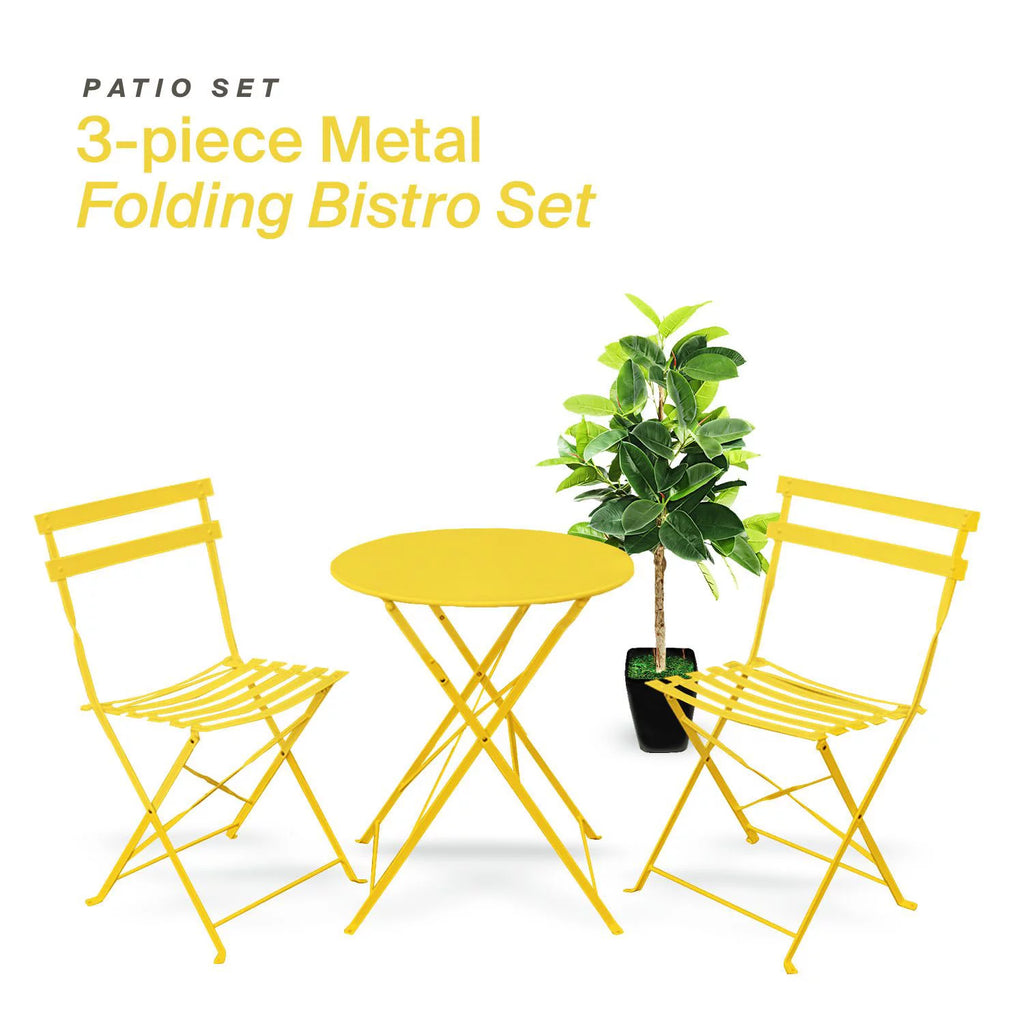 3 Piece Outdoor Furniture Set Yellow Q997