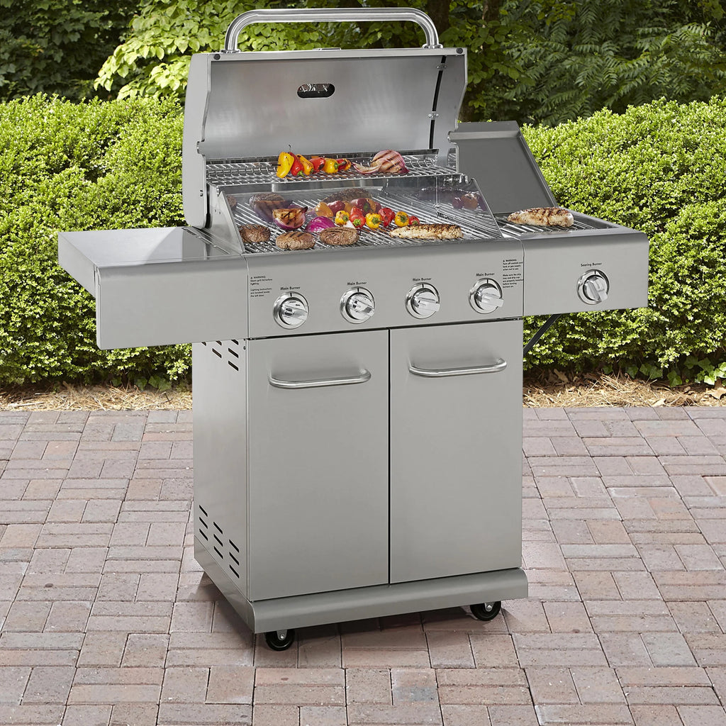 4 Burner Stainless Steel Propane Gas BBQ Grill with Side Burner M241