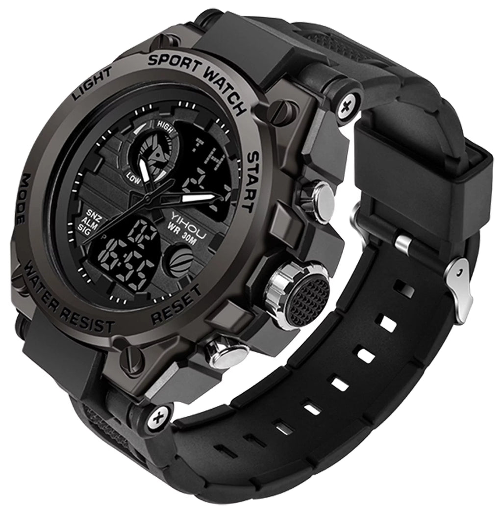 Men's Military Watch Outdoor Sports Electronic Watch Tactical Army Wristwatch LED Stopwatch Waterproof Digital Analog Watches I784