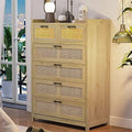 7 Drawer Rattan Wood Dresser with LED Lights W220565