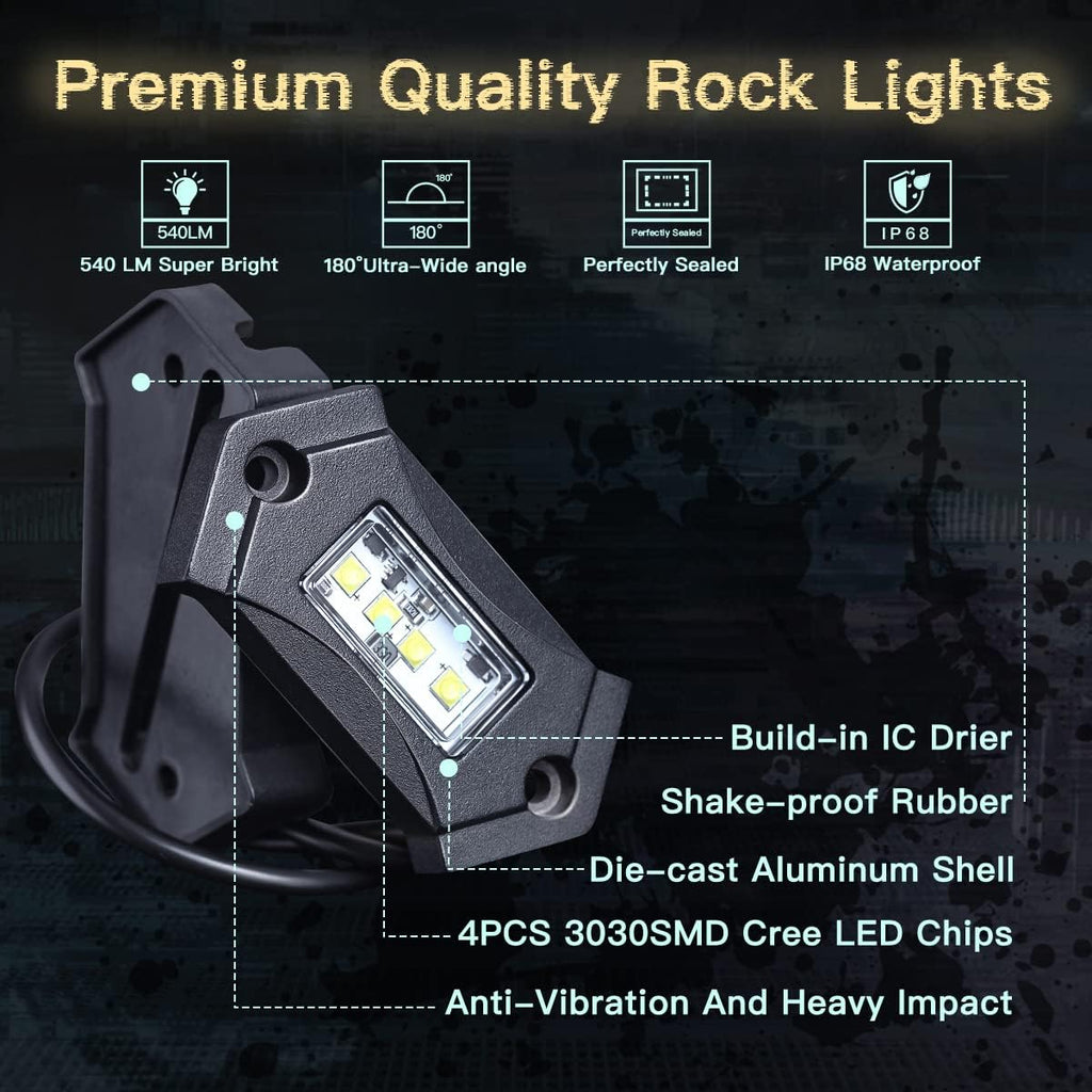 White 8Pods IP68 Waterproof LED Rock Lights Q616