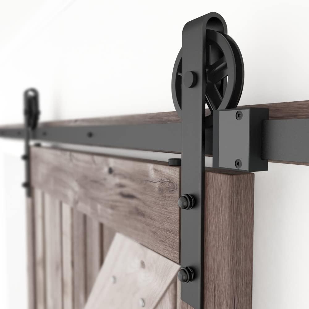 6FT Sliding Barn Door Hardware Track Kit Black Pack of 2 L2125