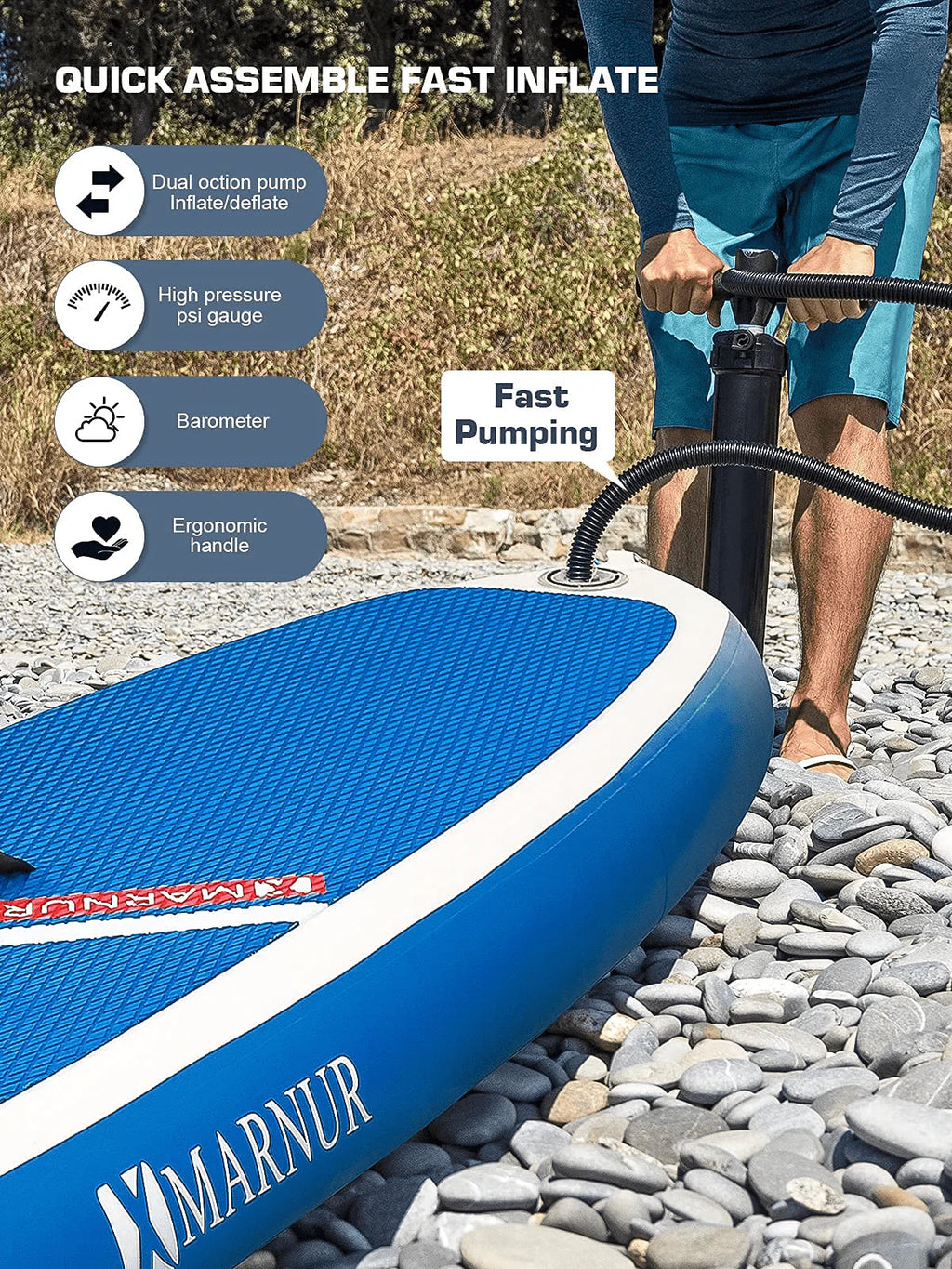 Inflatable Paddle Board with Non-Slip Deck and Pump and Paddle I616