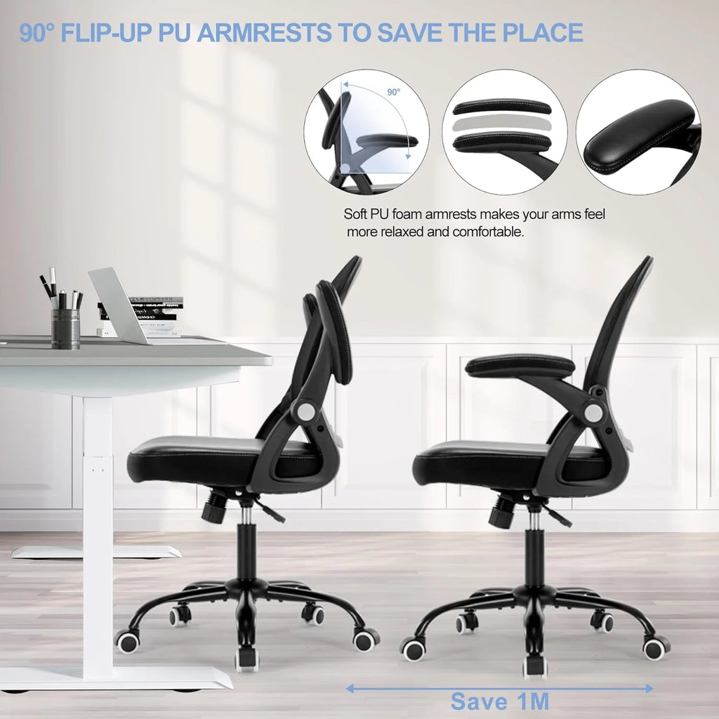 Black Ergonomic Mesh Office Chair with Flip-up Armrests Z39439