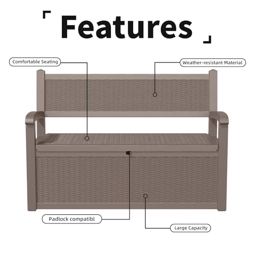80 Gallon Waterproof Lockable Storage Bench Deck Box with Armrests L59809