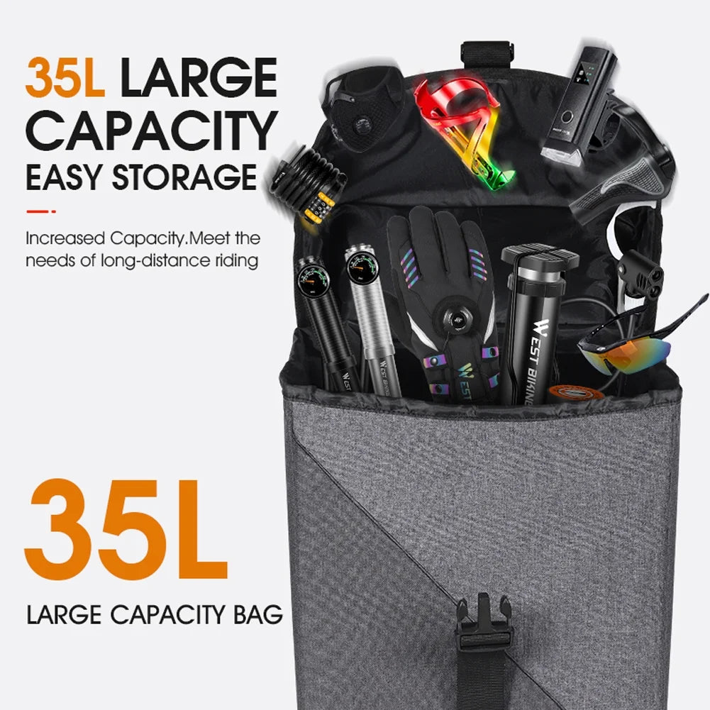 35L Bike Double Bag Rear Seat Luggage Carrier Trunk Bag X530690
