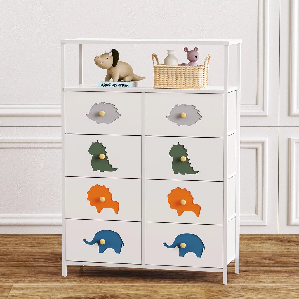 White 6 Drawer Kids Dresser with Shelf Z6266