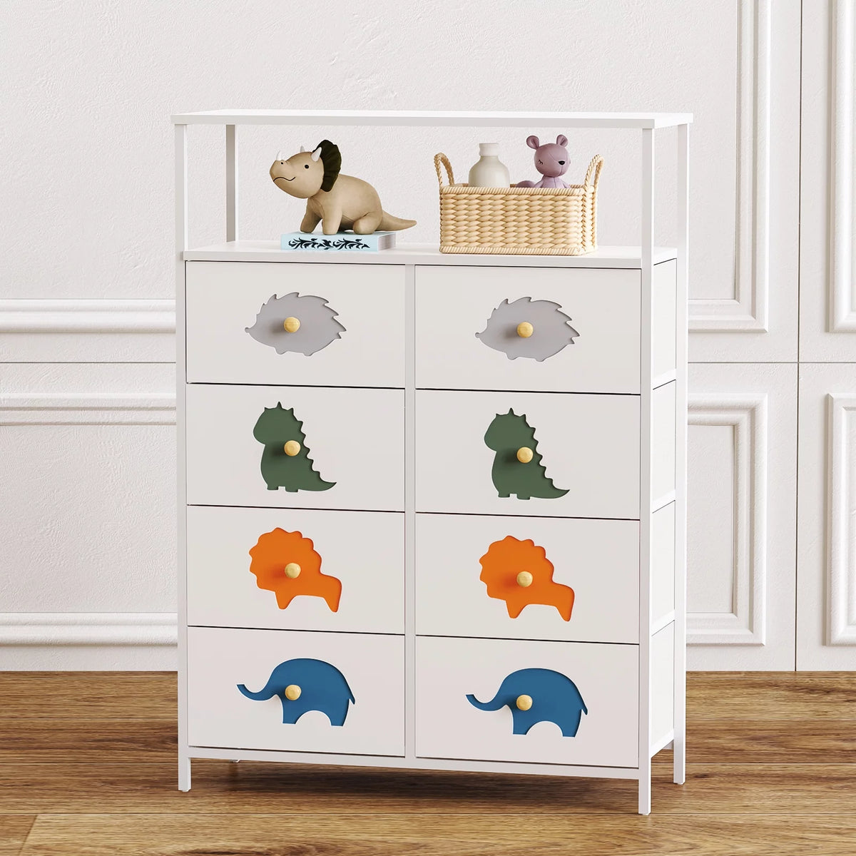 White 6 Drawer Kids Dresser with Shelf Z6266