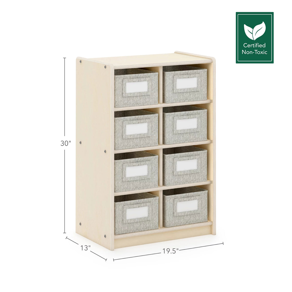 Natural 8 Fabric Bin Wood Storage Organizer C9888