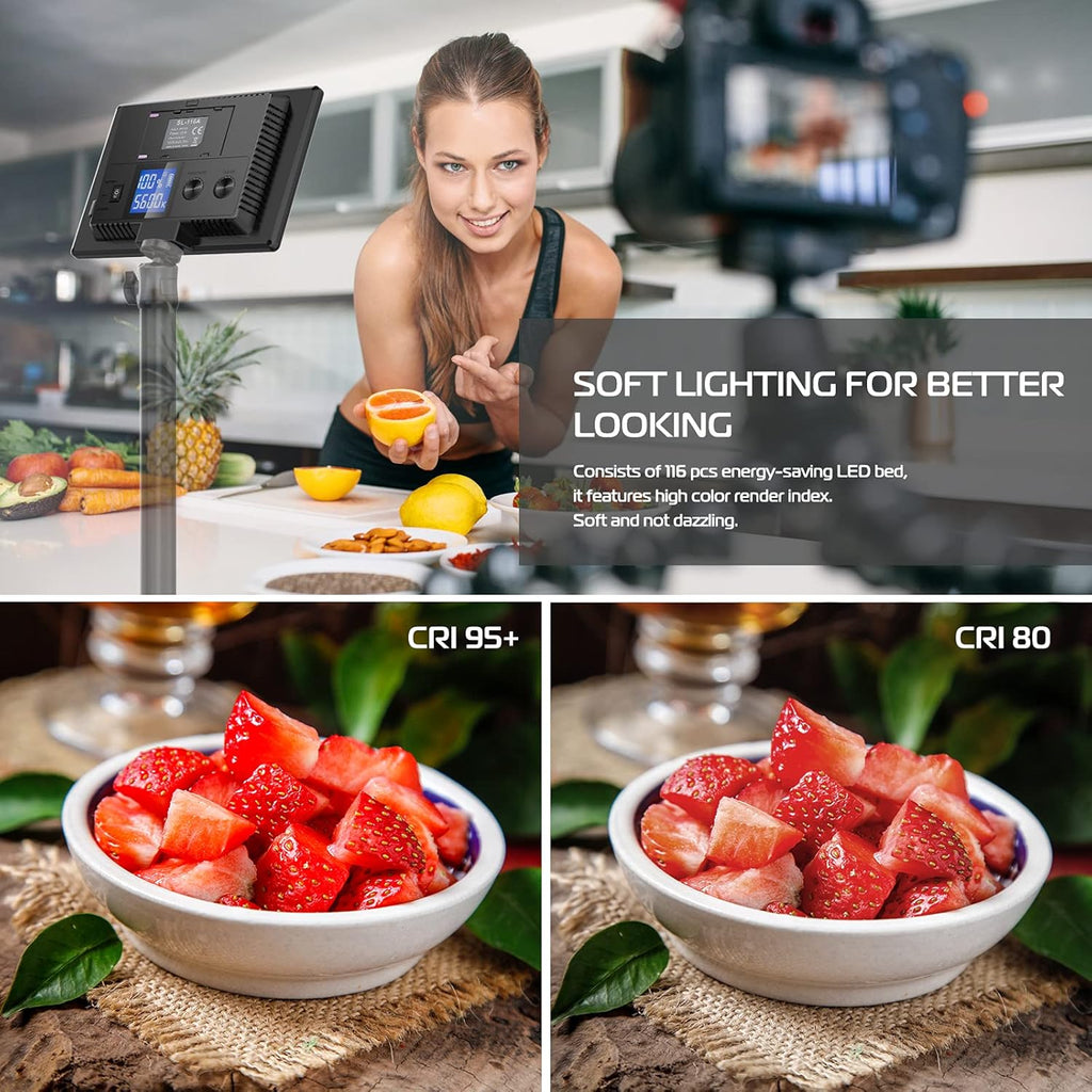 LED Panel Light with LCD Display, Dimmable Bi-Color 3200-5600K CRI95+ G770294