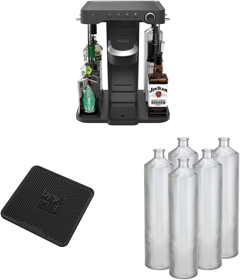 Cocktail Maker Machine, Bar Mat, and Glass Liquor Dispenser Bottles C25680
