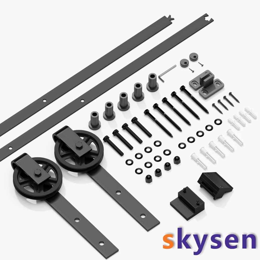6FT Sliding Barn Door Hardware Track Kit Black Pack of 2 L2125