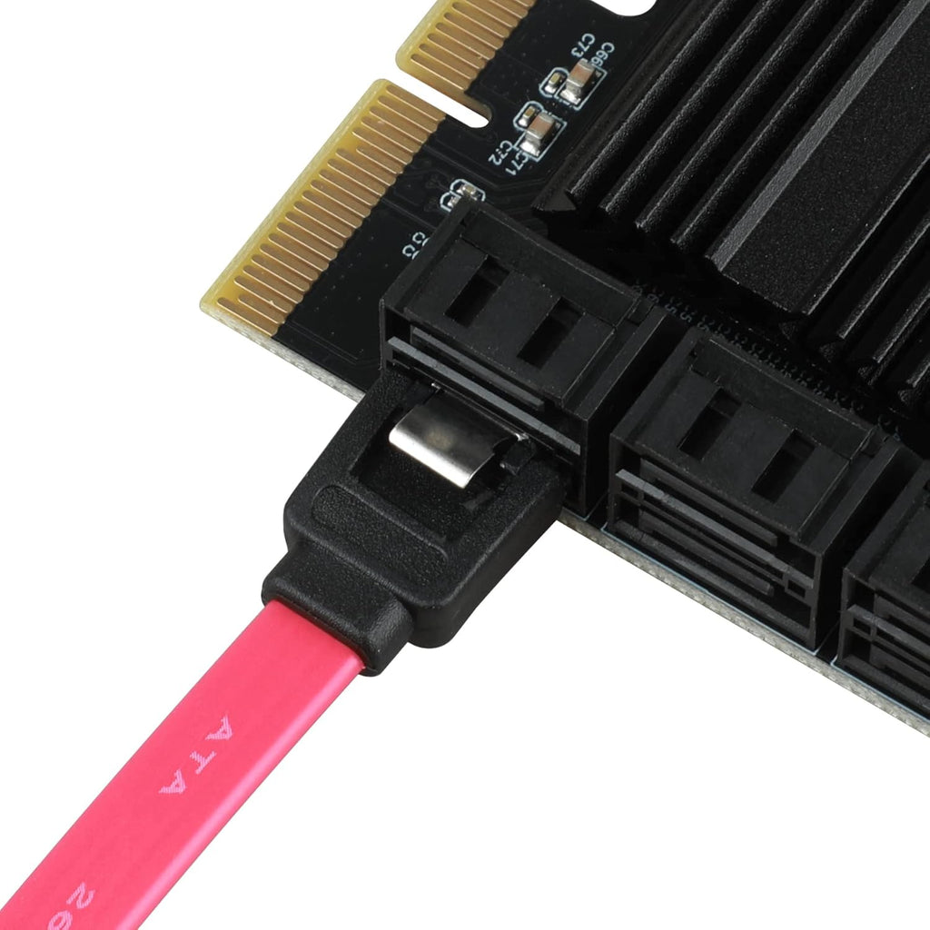 PCIe X4 6 Ports SATA III Expansion Card 6 Gbps with 6 SATA Cables T35794