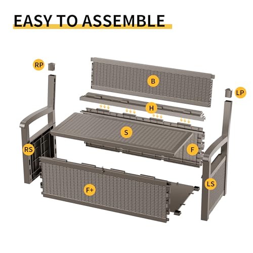 80 Gallon Waterproof Lockable Storage Bench Deck Box with Armrests L59809