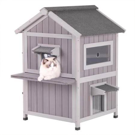 Large Wooden Cat House with Waterproof Roof N628985