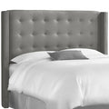 California King Nail Button Tufted Wingback Headboard in Grey G1960