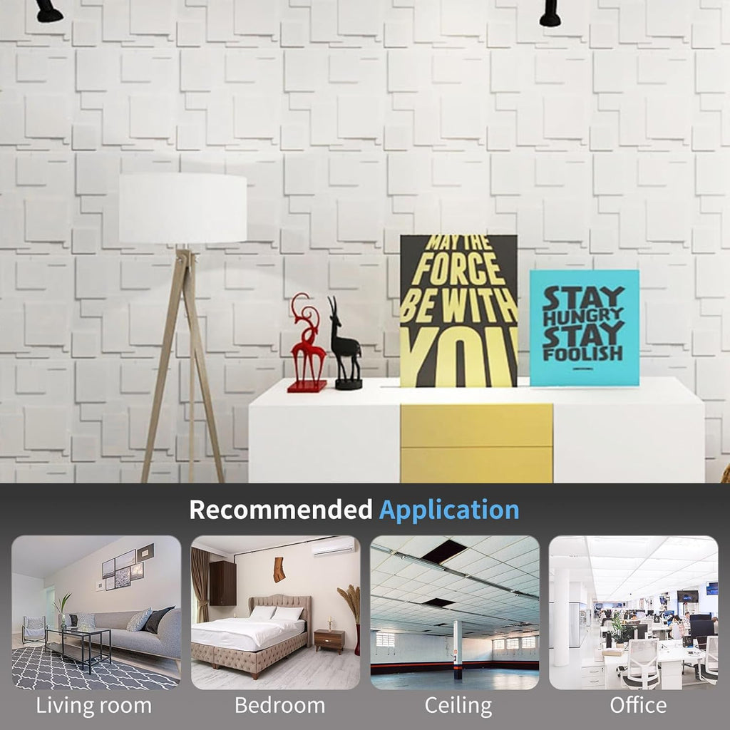 White PVC 3D Wall Panel, 32 Sq.FT R3940