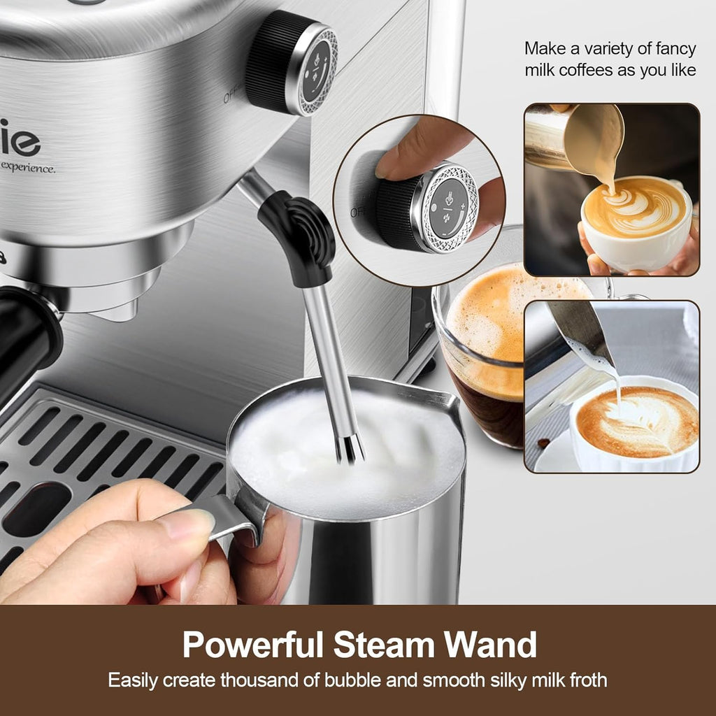 20 Bar Stainless Steel Espresso Coffee Machine with 40oz Detachable Water Tank F659