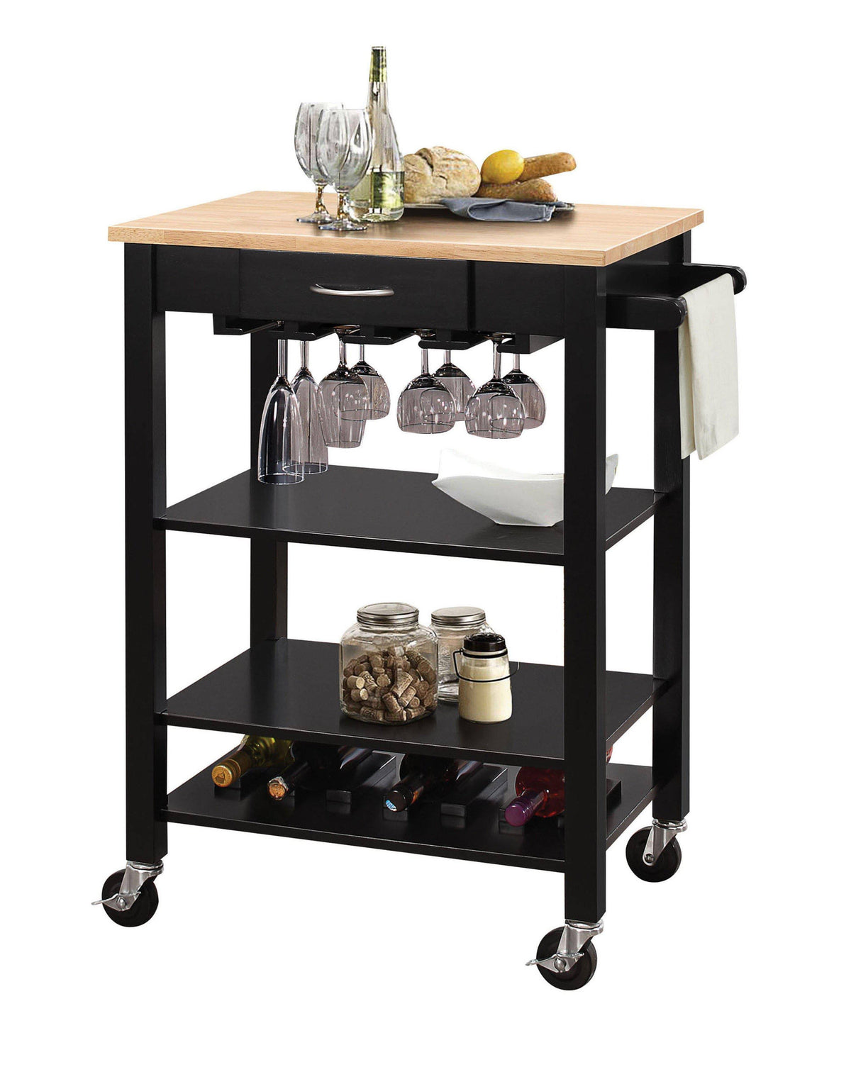 Kitchen Cart Natural & Black C99517