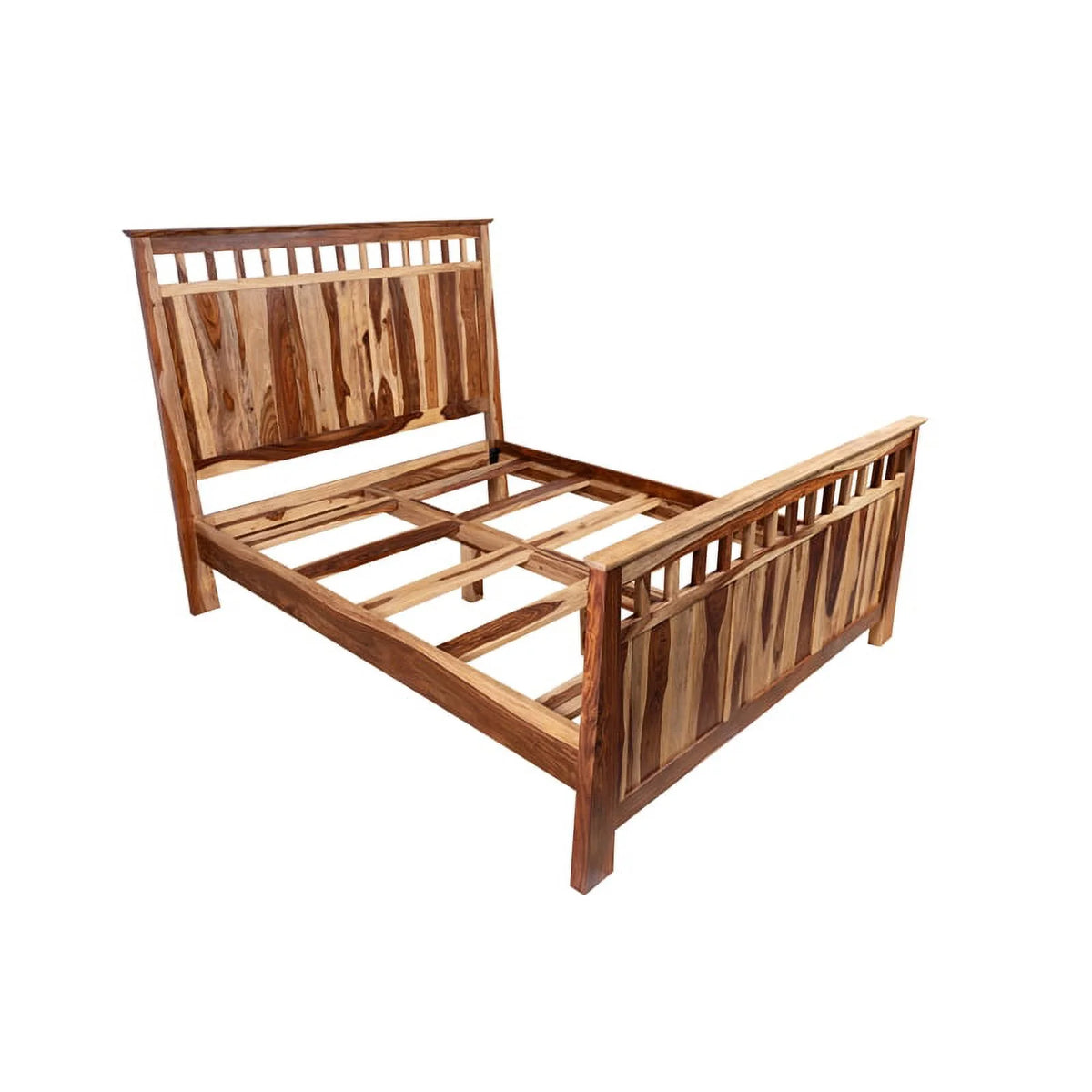 Solid Sheesham Wood Queen Bed with 2 Nightstands P3899