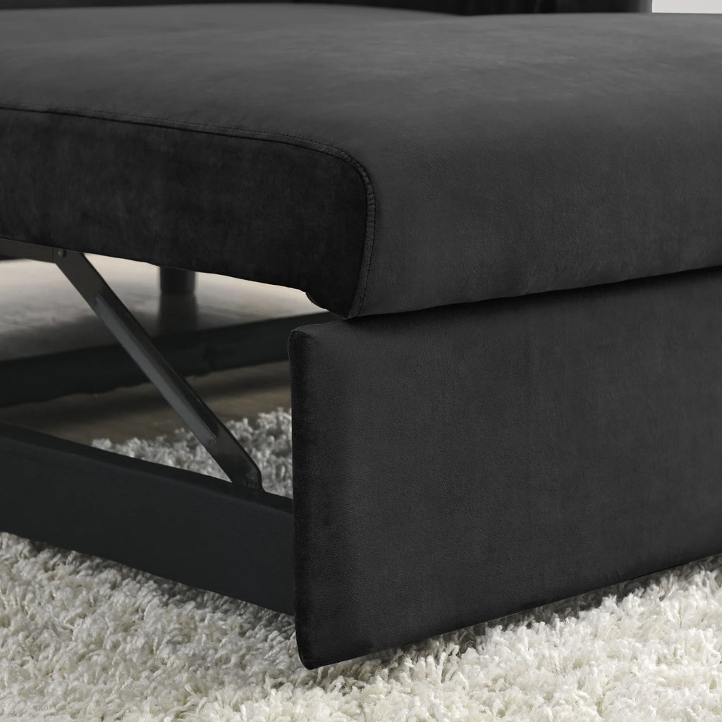 55" Convertible Velvet Sofa Bed with 2 Detachable Arm Pockets, 2 Pillows Z93721