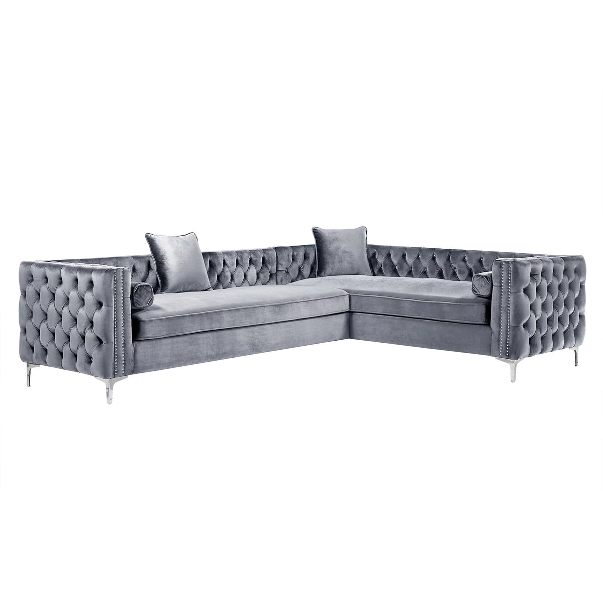 Grey Velvet Corner Sectional Sofa B46120