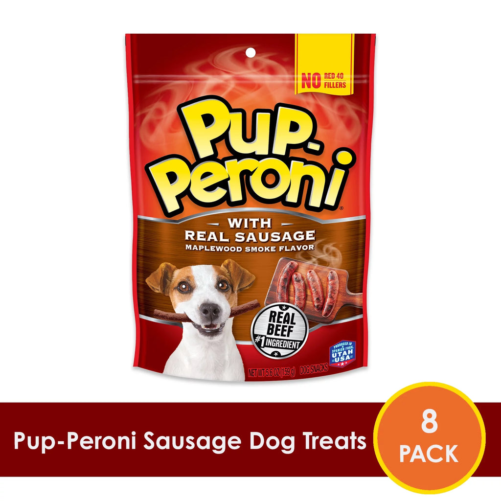 With Real Sausage Maplewood Smoke Flavor Dog Treats, 5.6oz Bag (Pack of 8) A6803