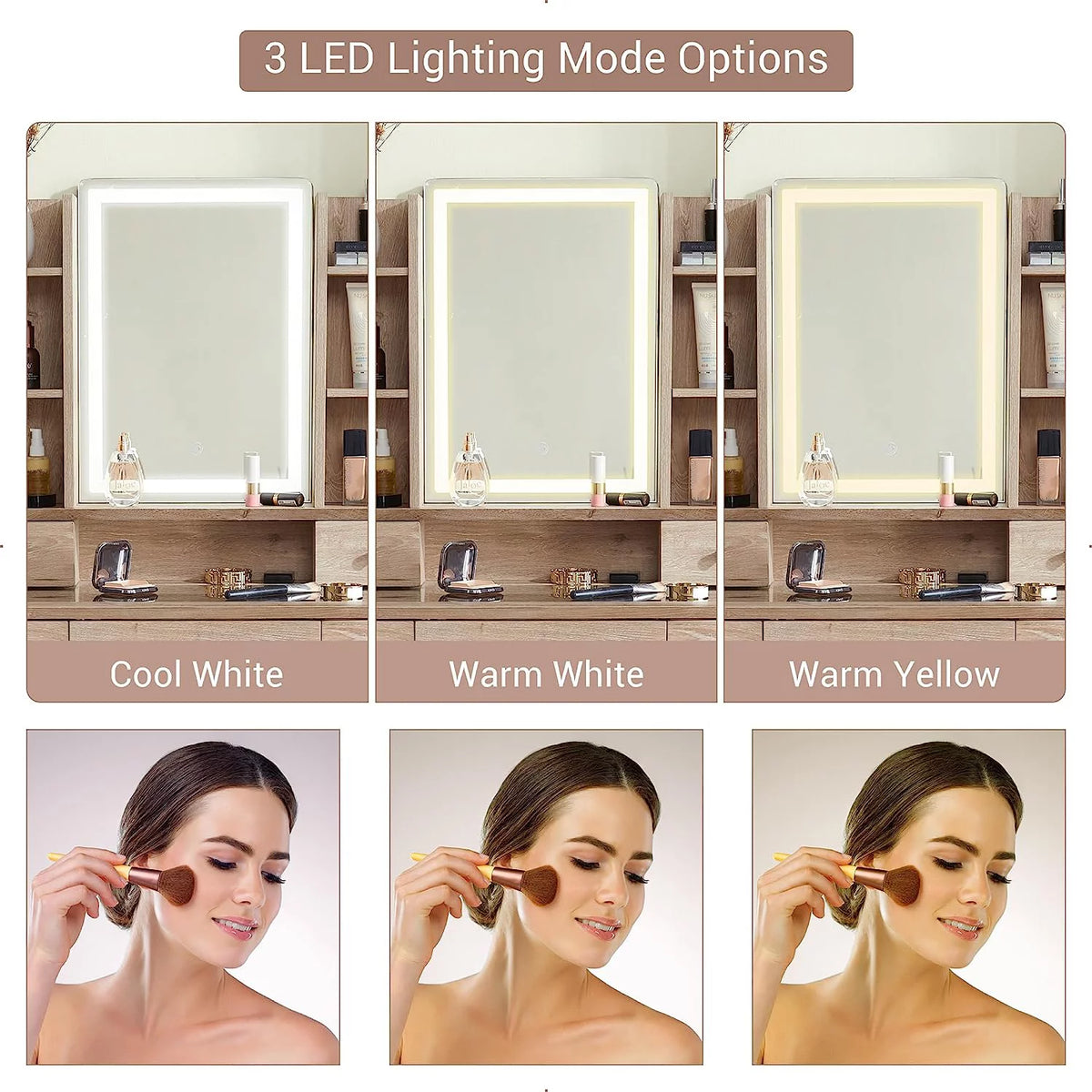Vanity Set with Lighted Mirror and Cushioned Stool X707192