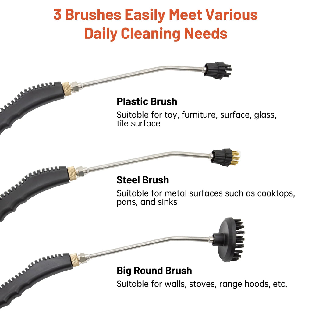 2500W High Pressure Portable Handheld Steam Cleaner with 3 Brush Heads T594583