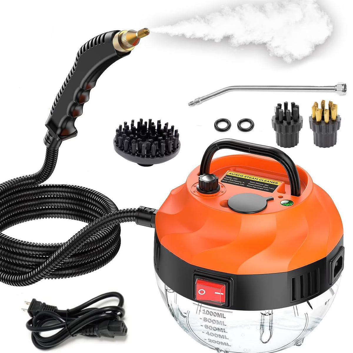 2500W High Pressure Portable Handheld Steam Cleaner with 3 Brush Heads T594583