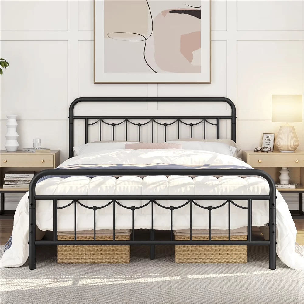 Twin Metal Platform Bed with Headboard and Footboard Z24343