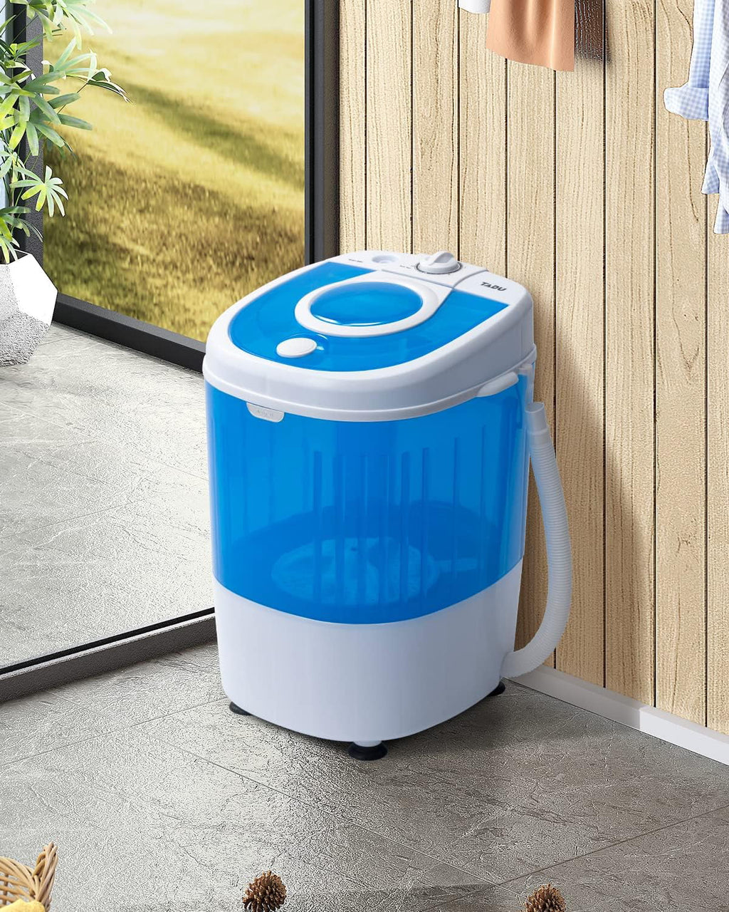 7.7lbs Mini Portable Washing Machine with Spiner Basket, Timer Control and Drain Hose, White L58440