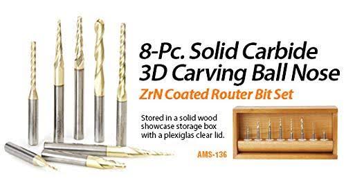 3-Pc CNC 2D/3D Carving Ball Nose Router Bit Y9128