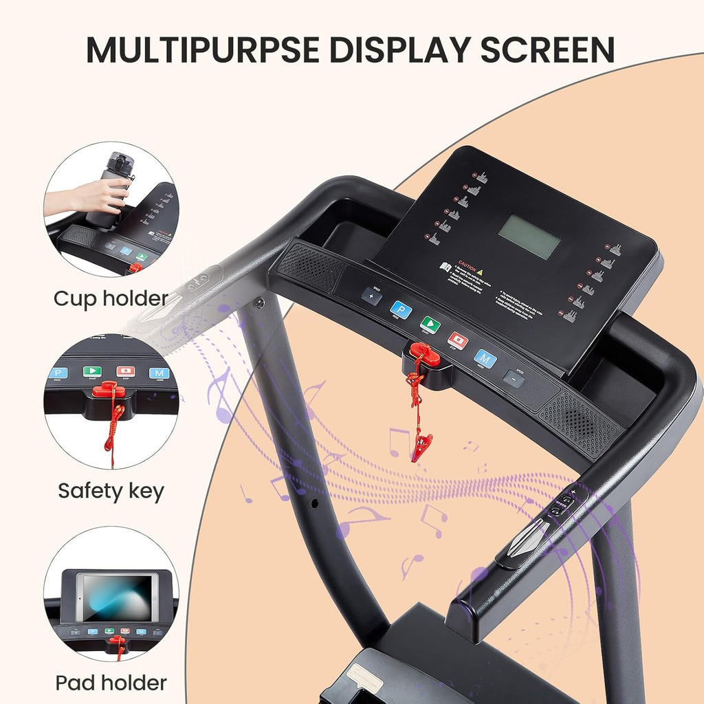 2.5 HP folding treadmill with 3-speed incline adjustment and 12 preset programs G19752
