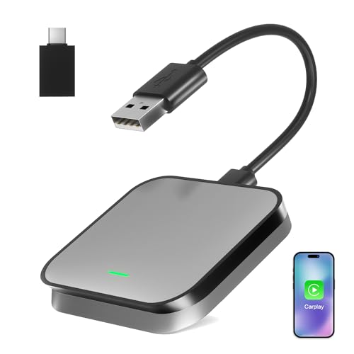 Grey Wireless Carplay Adapter with USB C Receiver O882