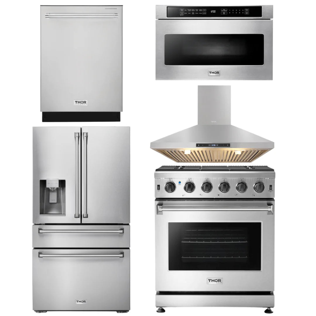 30 Gas Range, Range Hood, Microwave, Refrigerator, Dishwasher B421742