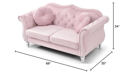 Pink Velvet Loveseat D3037