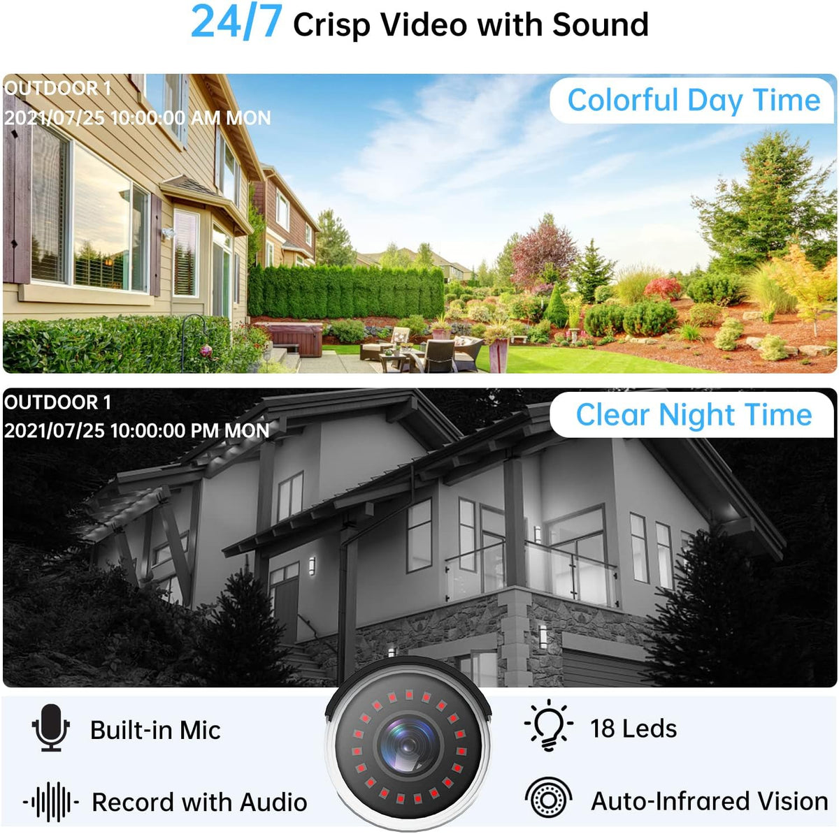 5MP PoE Security Camera System with Audio 3TB Hard Drive T453156