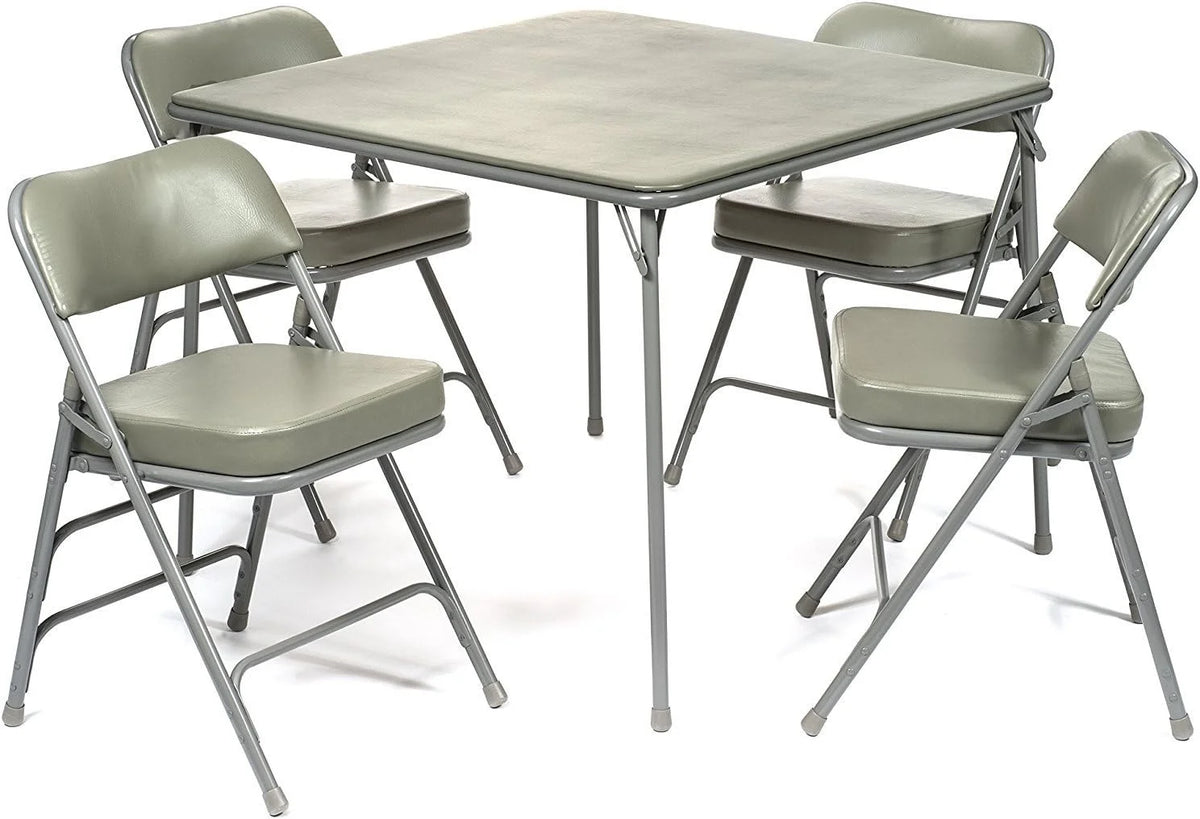 5-Piece Folding Card Table and Padded Chair Set Grey O110071