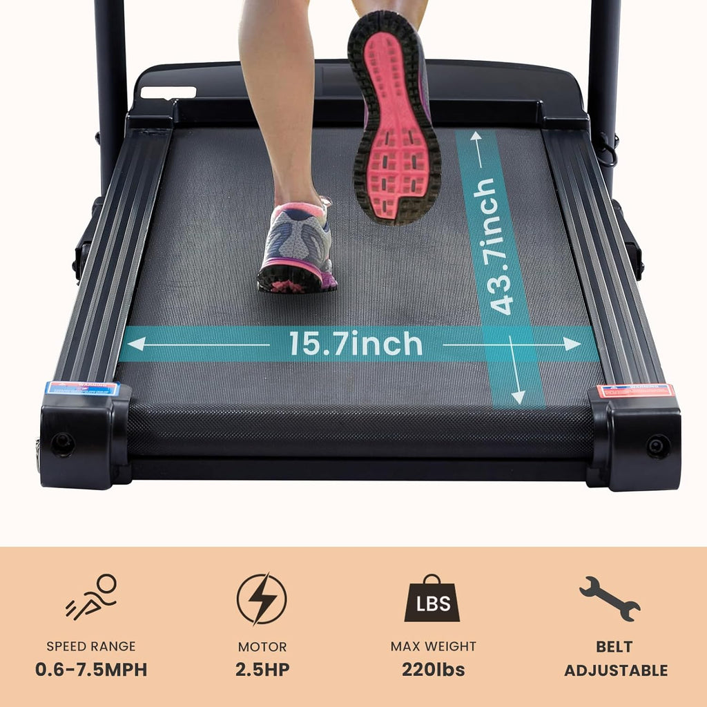 2.5 HP folding treadmill with 3-speed incline adjustment and 12 preset programs G19752