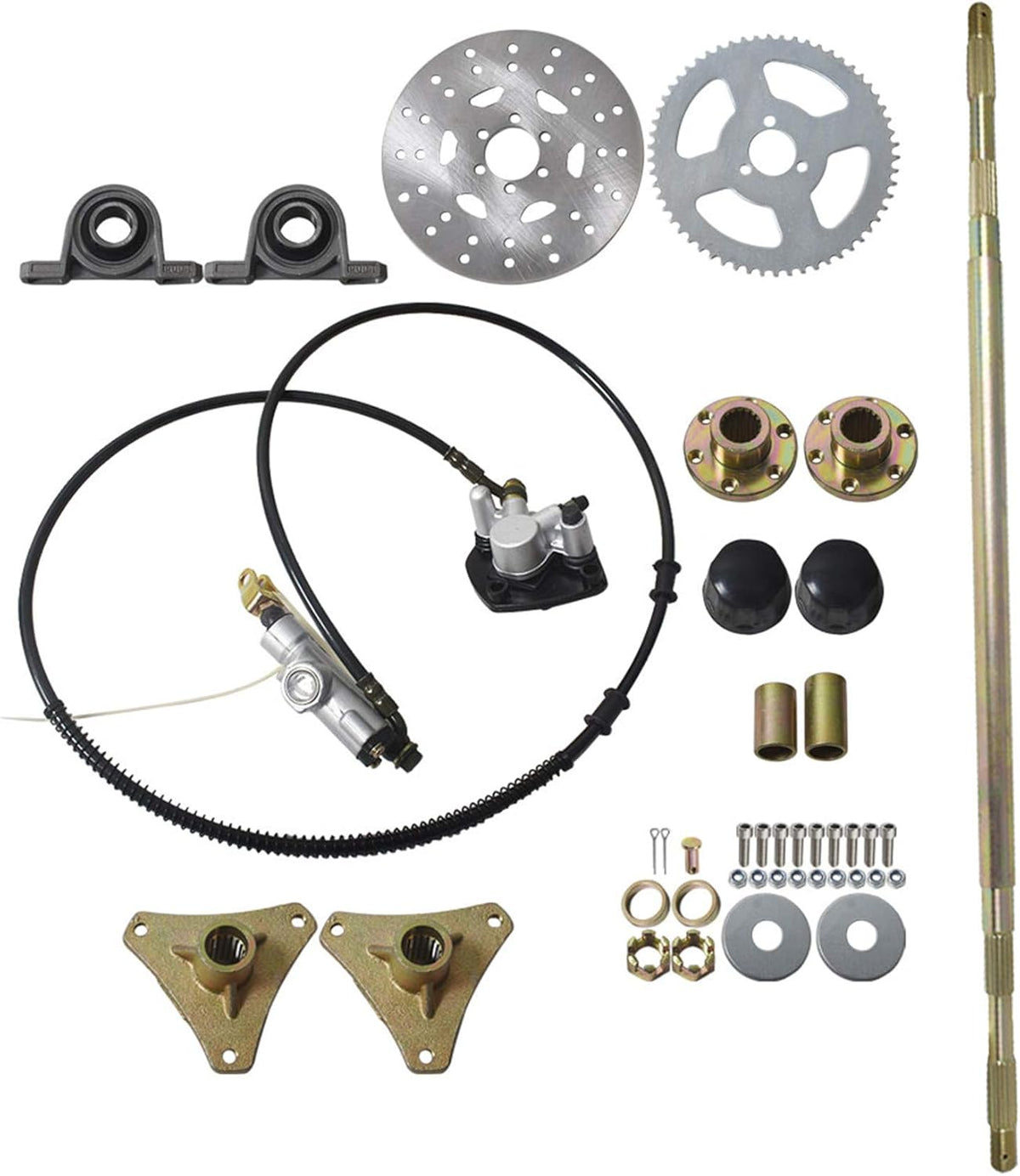 Rear Axle Kit Brake Master Cylinder Disc Rotor Hub for Go Kart Drift Trike Cart ATV T936