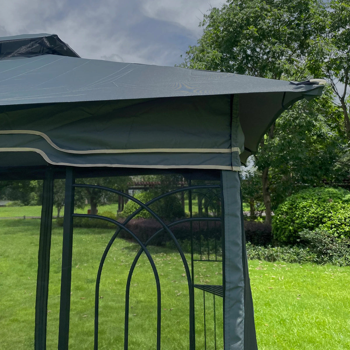 Gray Outdoor Patio Gazebo Canopy Tent with Mosquito Net C579103