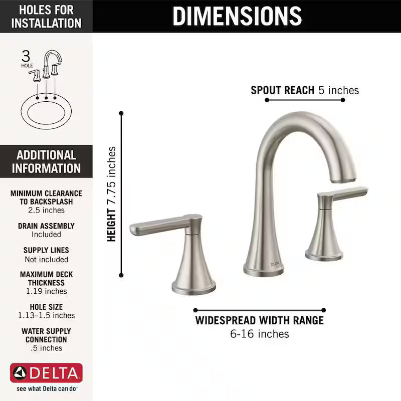 8 in. Widespread Double Handle Bathroom Faucet Brushed Nickel A188